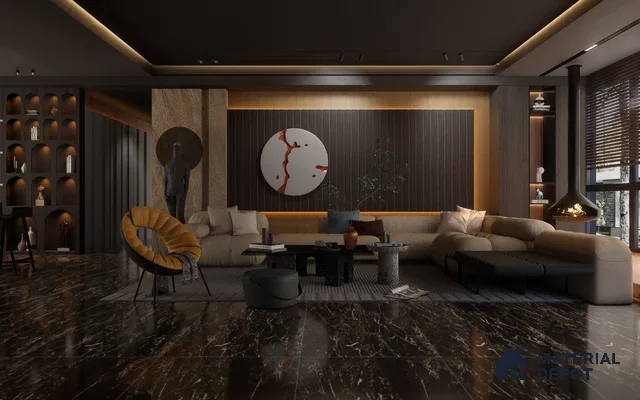 Brown Wooden Louver 1219 244 (Trend 1219) 8 ft x 4.9 inch Charcoal Panel - 12 mm | Suitable for Feature Wall, TV Unit & Living Room | Width is Subjected to 5% Variation