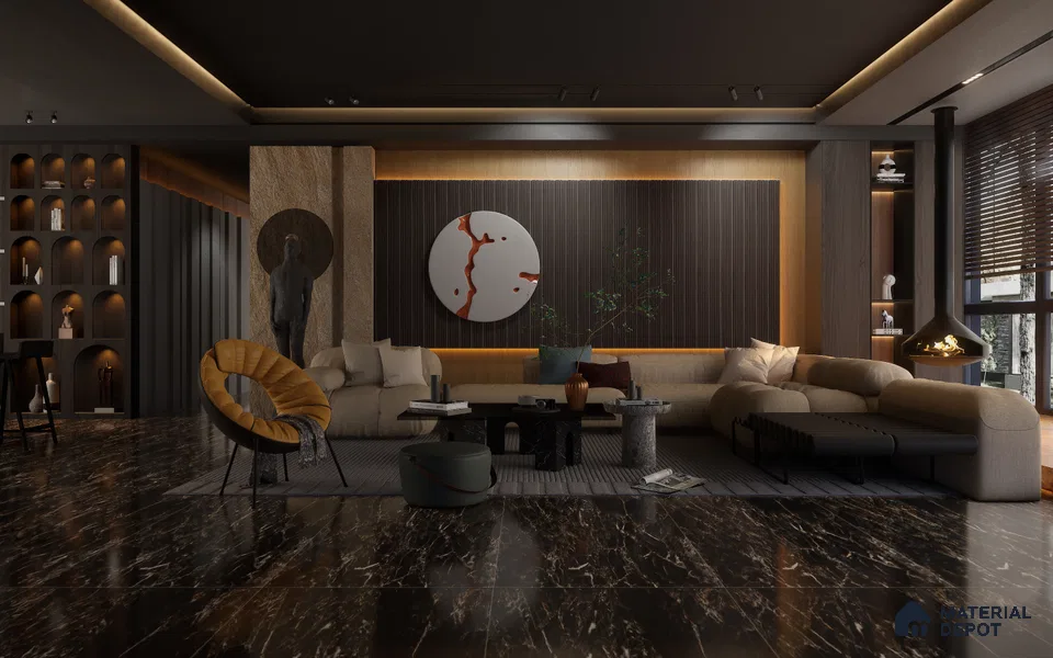 Brown Wooden Louver 1219 244 (Trend 1219) 8 ft x 4.9 inch Charcoal Panel - 12 mm | Suitable for Feature Wall, TV Unit & Living Room | Width is Subjected to 5% Variation