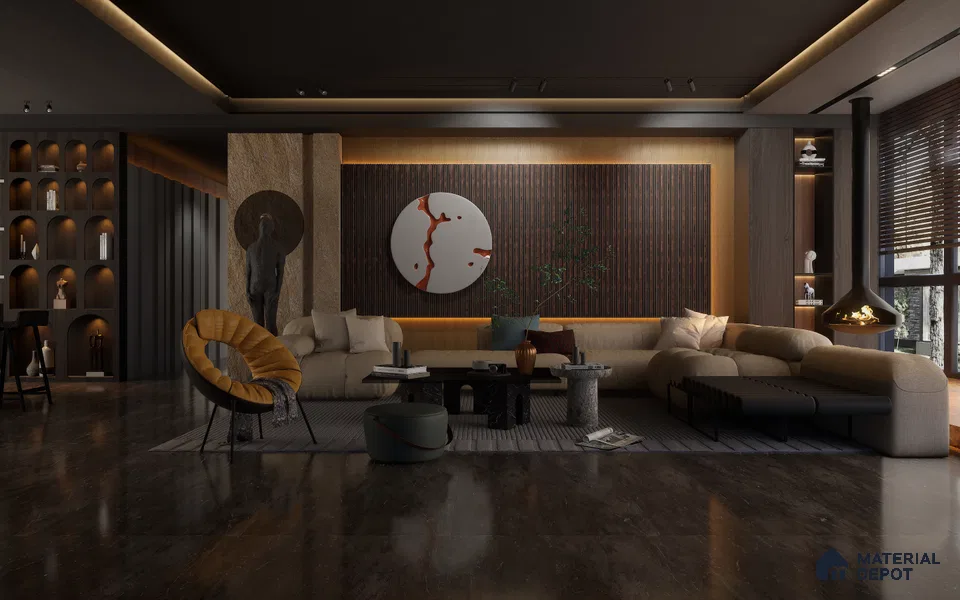 Brown Wooden Louver 1220 244 (Trend 1220) 8 ft x 4.9 inch Charcoal Panel - 12 mm | Suitable for Feature Wall, TV Unit & Living Room | Width is Subjected to 5% Variation