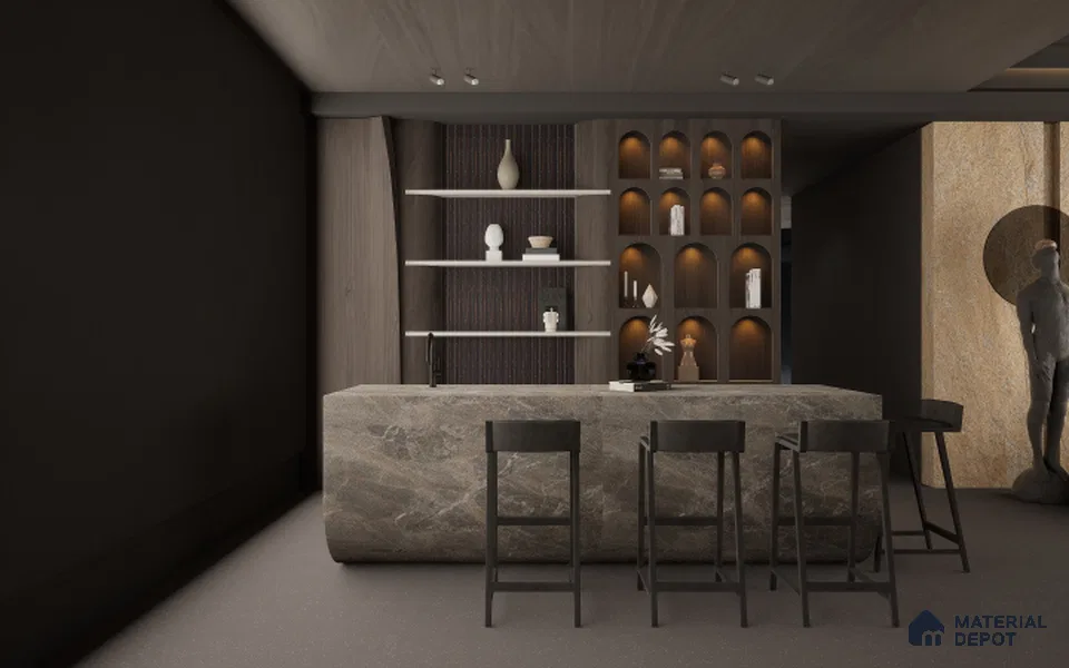 Brown Wooden Louver S5 155 8 ft x 4.9 inch Charcoal Panel - 12 mm | Suitable for Feature Wall, TV Unit & Living Room | Width is Subjected to 5% Variation