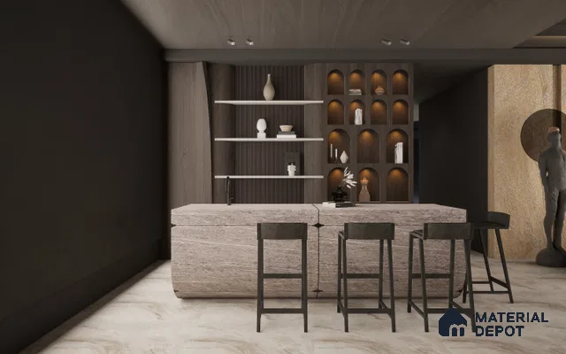 Brown Stone Louver S5 178 8 ft x 4.9 inch Charcoal Panel - 12 mm | Suitable for Feature Wall, TV Unit & Living Room | Width is Subjected to 5% Variation