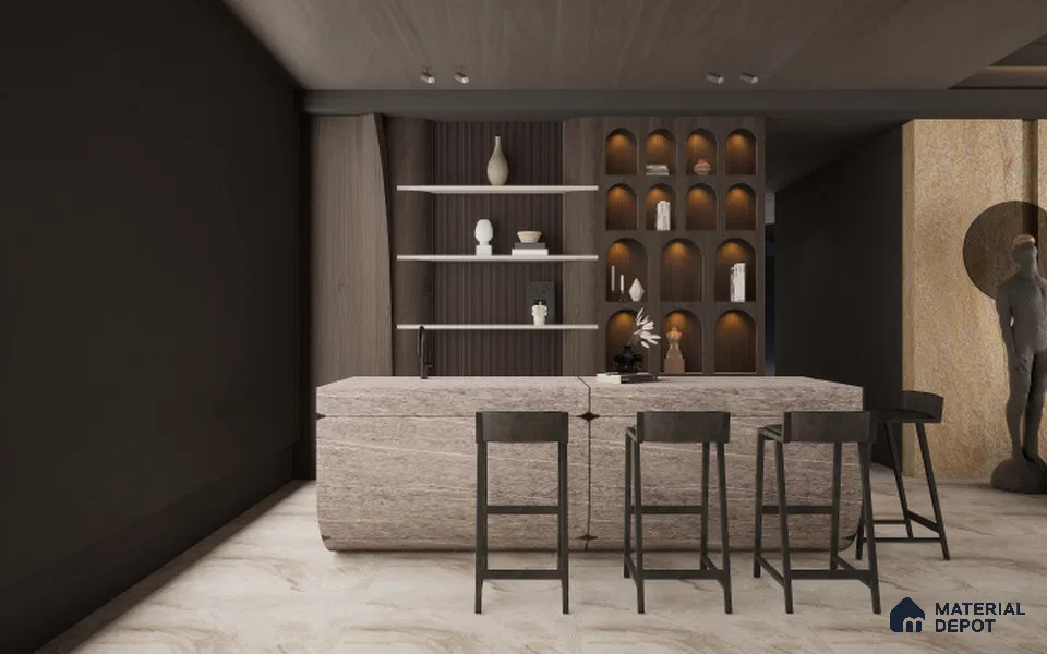 Brown Stone Louver S5 178 8 ft x 4.9 inch Charcoal Panel - 12 mm | Suitable for Feature Wall, TV Unit & Living Room | Width is Subjected to 5% Variation