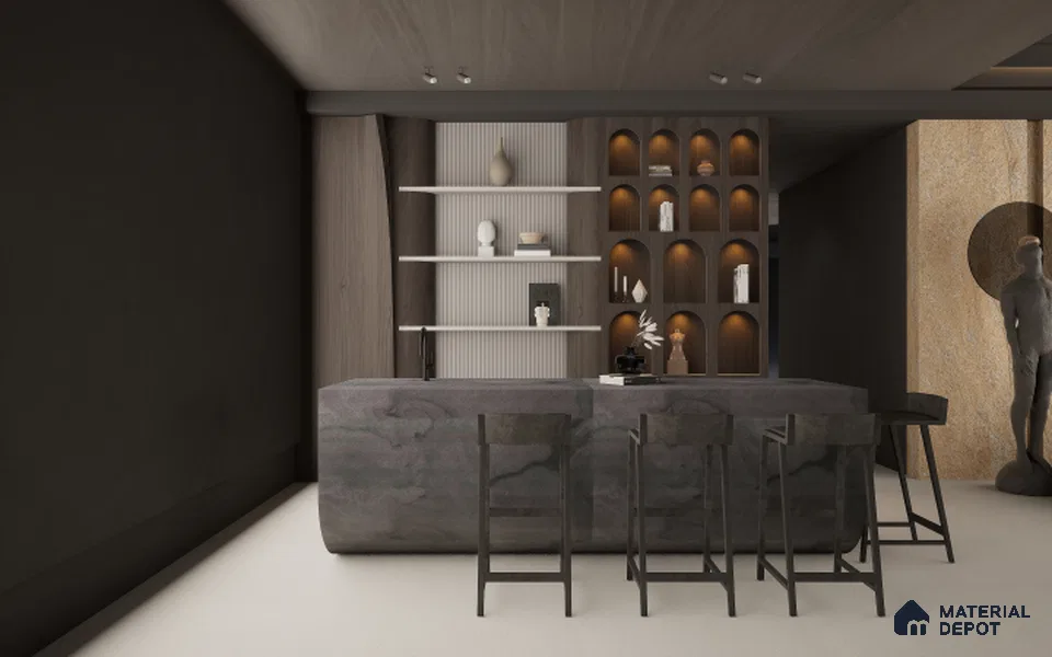 Grey Plain Colour Louver S5 157 8 ft x 4.9 inch Charcoal Panel - 12 mm | Suitable for Feature Wall, TV Unit & Living Room | Width is Subjected to 5% Variation