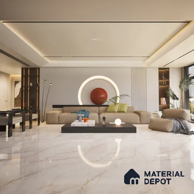 Novex Crema 1200x600 mm Glossy Finish GVT Tile | Material Depot