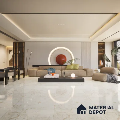 Exotic Beige 1200x600 mm Glossy Finish GVT Tile - 9.5 mm | Material Depot