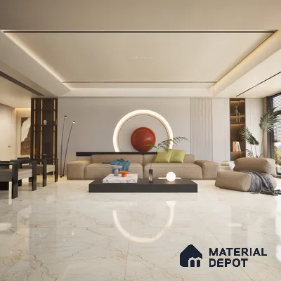 Marble Floor & Wall Tile TL 02209 Unction Cream 4 ft x 2 ft Glossy Finish Vitrified Tile - 9 mm (Random 5)