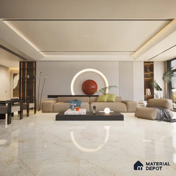 Marble Floor & Wall Tile TL 02209 Unction Cream 4 ft x 2 ft Glossy Finish Vitrified Tile - 9 mm (Random 5)