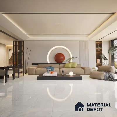 Marble Floor & Wall Tile TL 02214 Omani Grey 4 ft x 2 ft Glossy Finish Vitrified Tile - 9 mm (Random 3)