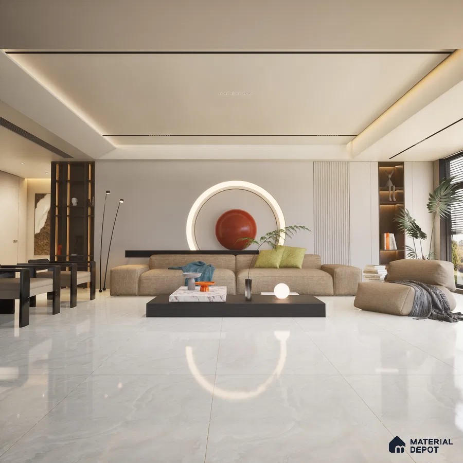 Omani Silver 1200x600 mm Glossy Finish GVT Tile - 9.5 mm | Material Depot