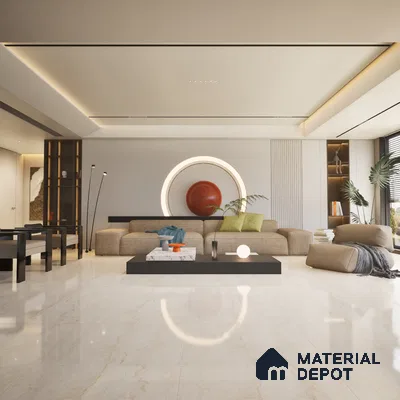 Cream 1200x600 mm Glossy Vitrified Marble Tile | MD-553049 | Material Depot