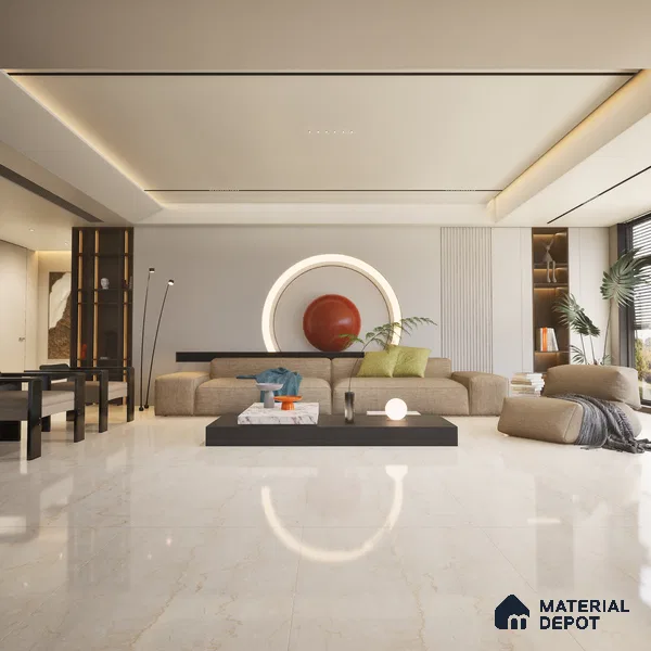 Marble Wall & Floor Tile TL 11038 Siena Tuff | 4 ft x 2 ft Glossy Finish Vitrified Tile - 9 mm | 4 Random Design | Suitable For Living Room, Bedroom, Bathroom