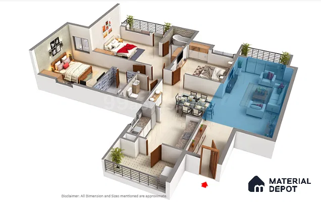 Floor Plan of Salarpuria Symphony Electronic City 3 BHK apartment Bengaluru