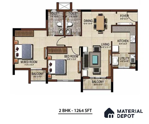 Floor Plan of Sattva East Crest old madras road 2 BHK apartment Bengaluru