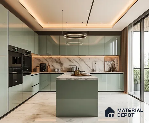 A Bold and Beautiful Kitchen: A Modern Design with Purple and Gold Accents | Material Depot