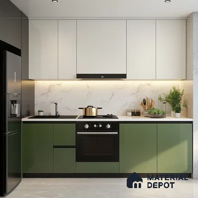 A Chic and Modern Kitchen: A Blend of Black, White, and Green | Material Depot