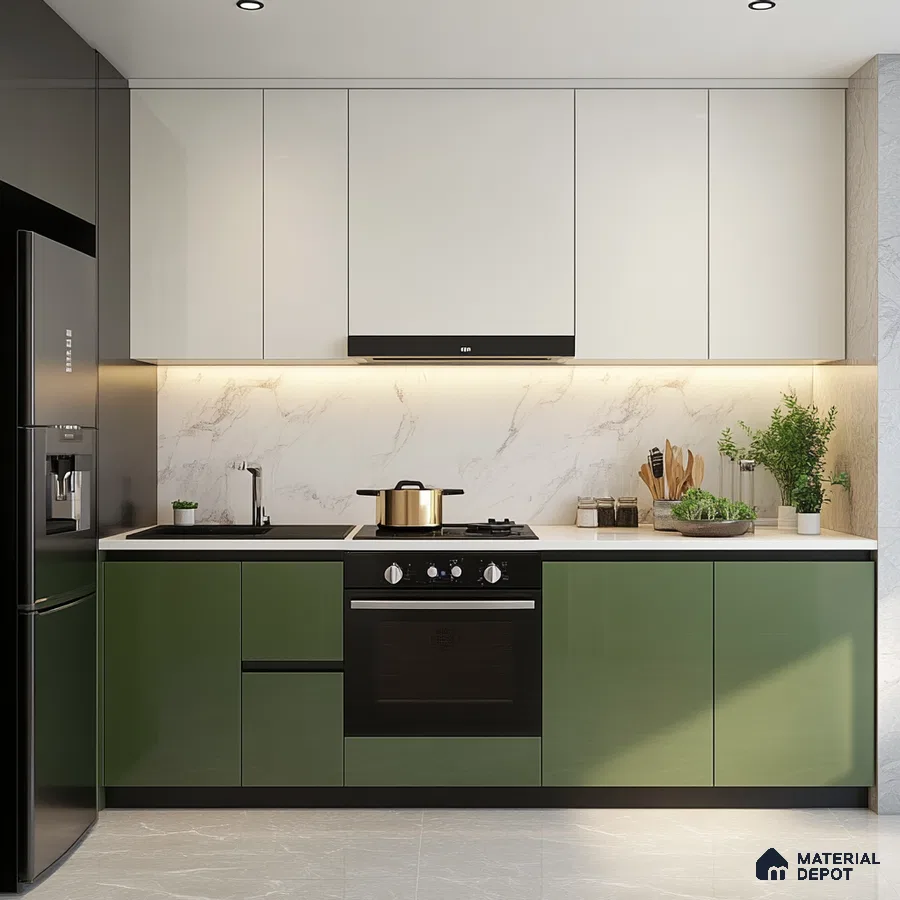 A Chic and Modern Kitchen: A Blend of Black, White, and Green | Material Depot