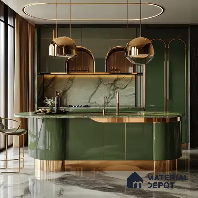 A Luxurious Escape: A Modern Kitchen with Golden Accents | Material Depot