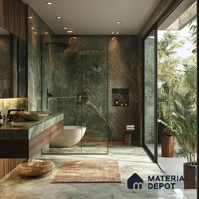 A Luxurious Green Oasis: A Modern Bathroom Inspired by Nature | Material Depot