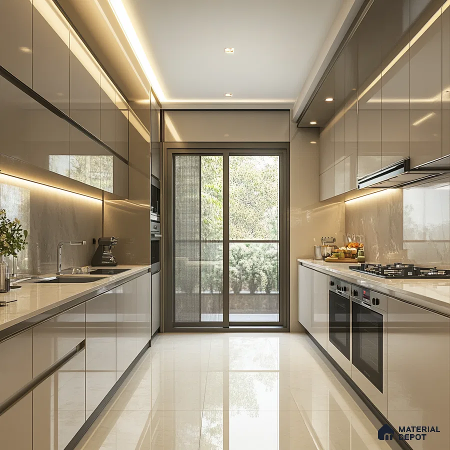 A Luxurious Modern Kitchen: A Blend of White and Marble Elegance | Material Depot