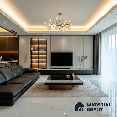 A Luxurious Retreat: A Modern Living Room with Bold Accents | Material Depot