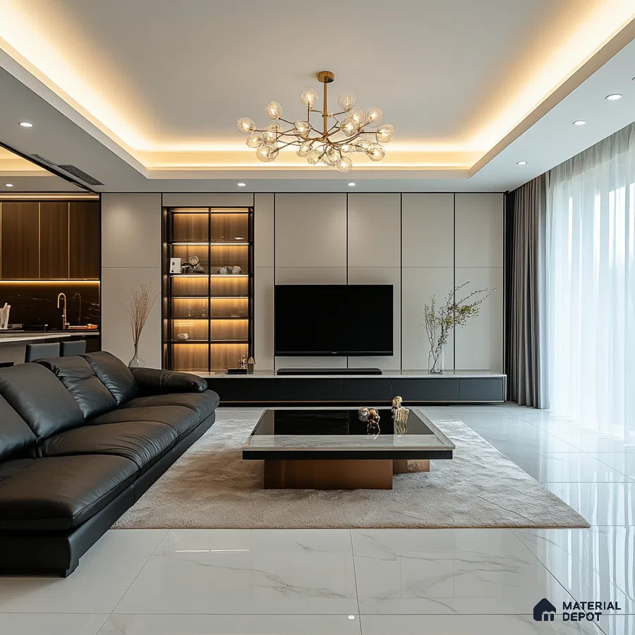 A Luxurious Retreat: A Modern Living Room with Bold Accents | Material Depot