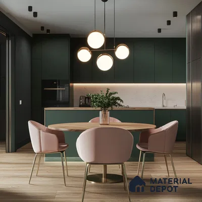A Modern Oasis: A Kitchen-Dining Room Combo with a Touch of Glam | Material Depot