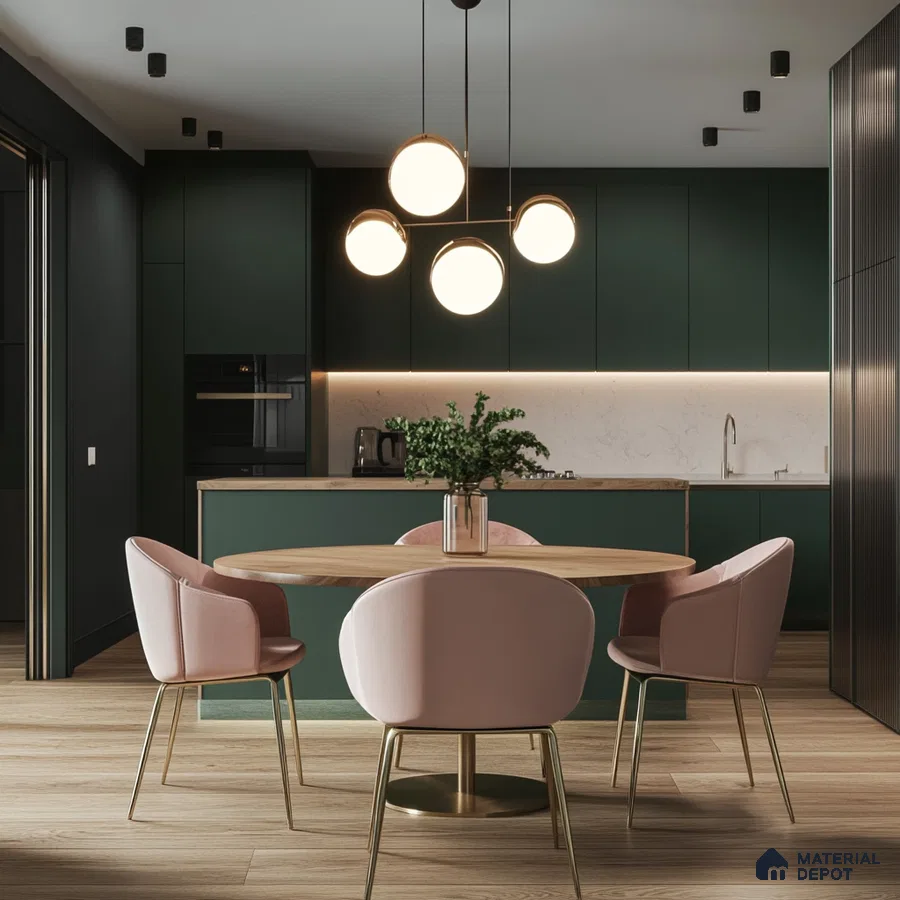 A Modern Oasis: A Kitchen-Dining Room Combo with a Touch of Glam | Material Depot