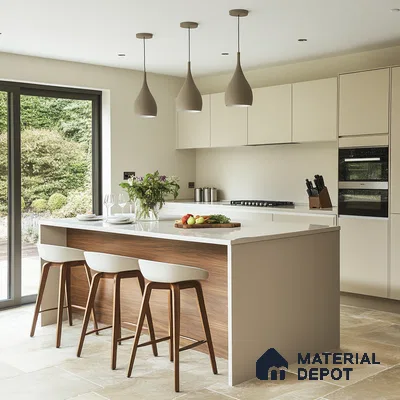 A Serene Kitchen Retreat: A Minimalist Space with Warm Accents | Material Depot