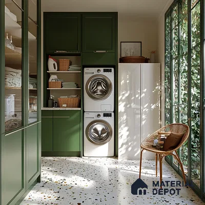 A Serene Laundry Retreat: A Functional Space with a Touch of Style | Material Depot