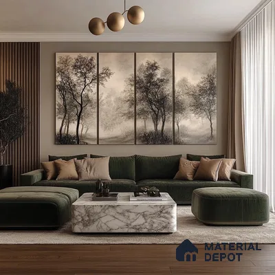 A Serene Living Room: A Minimalist Design with Natural Accents | Material Depot