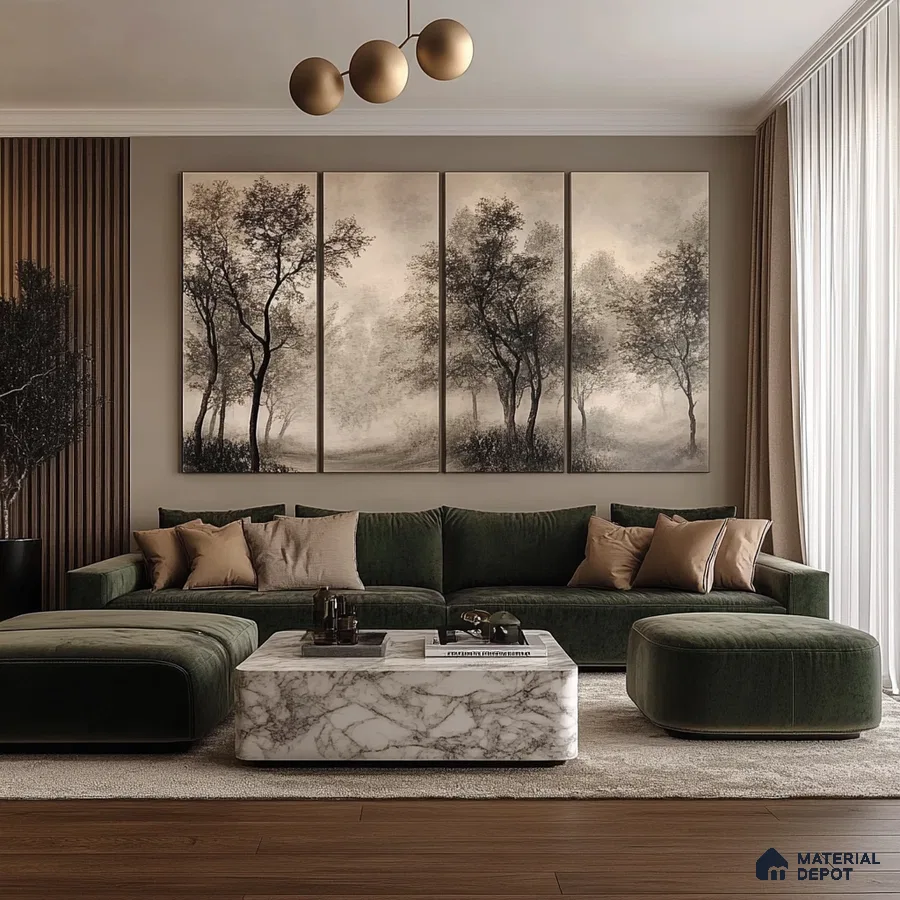 A Serene Living Room: A Minimalist Design with Natural Accents | Material Depot