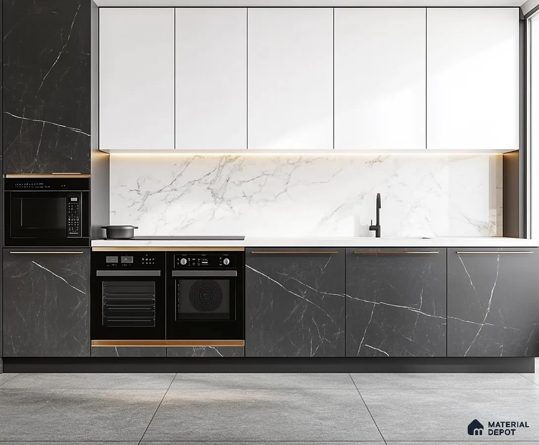 A Sleek and Sophisticated Kitchen: A Modern Design with Black and White Contrast | Material Depot