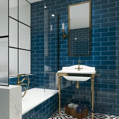 A Sleek Bathroom Oasis in Dark Blue | Material Depot