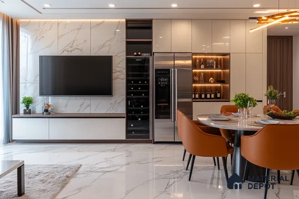 A Symphony of Marble and Modernity: A Luxurious Open-Concept Living Space | Material Depot