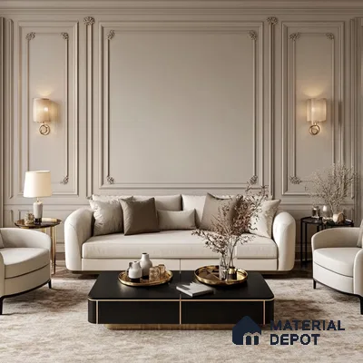 A Timeless Elegance: A Modern Living Room with Classic Details and Neutral Tones | Material Depot