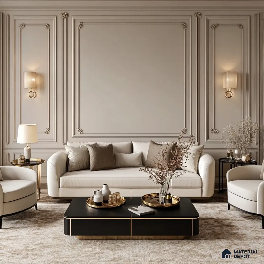 A Timeless Elegance: A Modern Living Room with Classic Details and Neutral Tones | Material Depot
