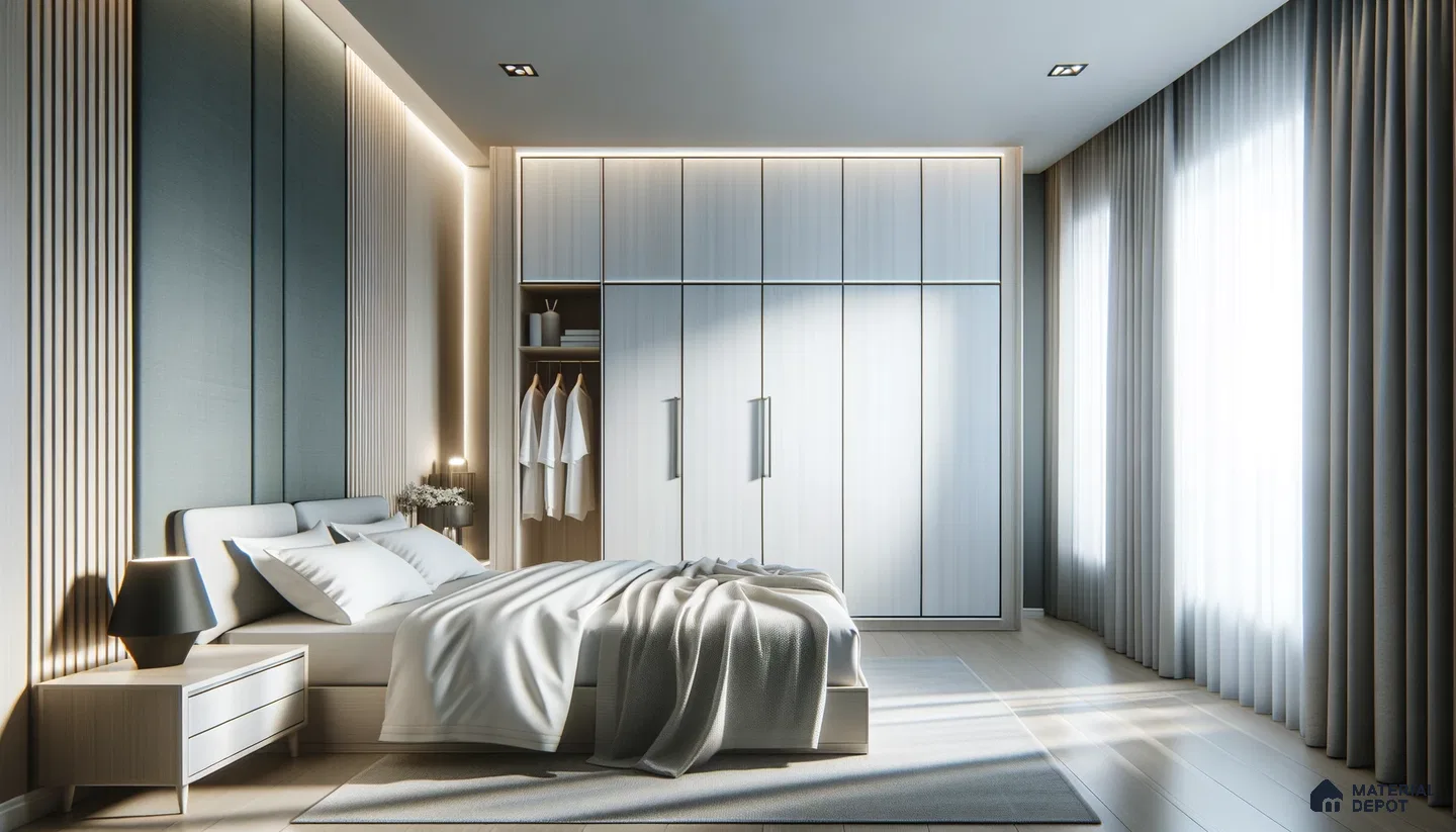 Airy Bedroom Oasis with Textured Fabrics and Clean Aesthetic | Material Depot