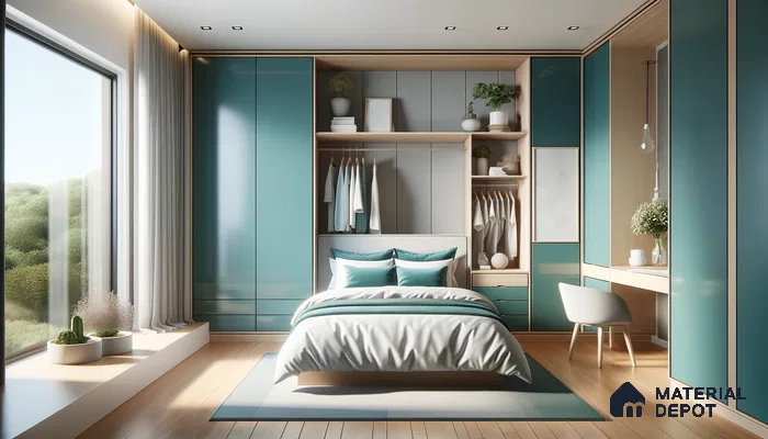 Aqua Serenity: Modern Bedroom Blends Soft Tones with Natural Light | Material Depot