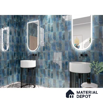 Aquatic Elegance Blue-Hued Retreat with Artistic Floor Patterns | Material Depot
