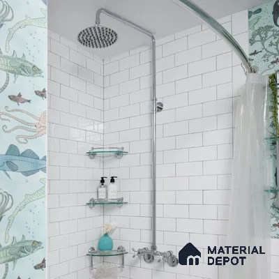 Aquatic Oasis A Tranquil White Bathroom with Underwater Delight | Material Depot