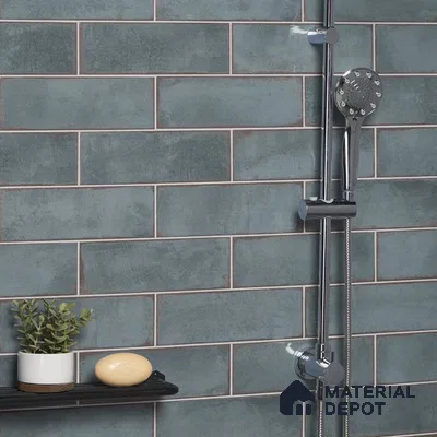 Aquatic Tranquility Blue Palette Tiles and Sleek Shower Details | Material Depot