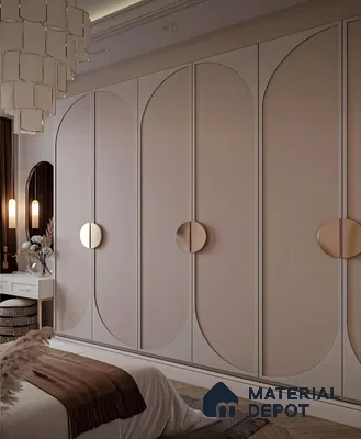 Arched Door Wardrobe with Gold Accents | Material Depot