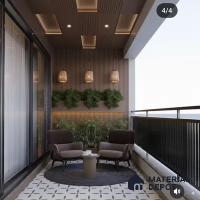 Balcony with Vertical Garden and Cozy Seating in 3BHK Apartment, Sumadhura Silver Ripples Whitefield | Material Depot