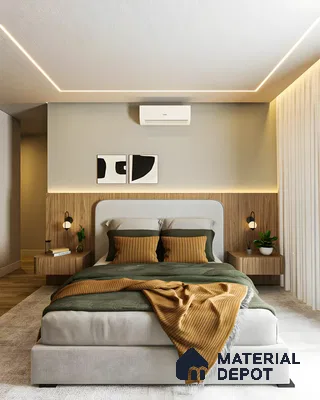 Bedroom With Natural Wooden Materials Units | Material Depot
