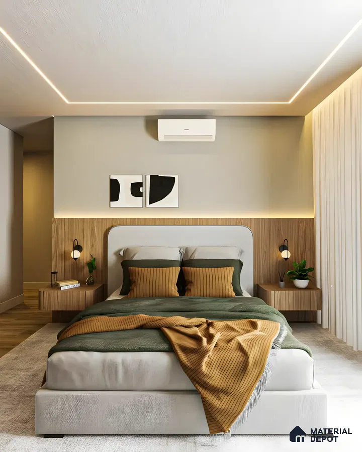 Bedroom With Natural Wooden Materials Units | Material Depot
