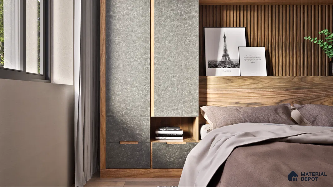 Grey Marble Look LM 01305 8 ft x 4 ft Texture Finish Decorative Laminate - 1 mm | Suitable for TV Unit, Wardrobe, Kitchen Cabinets