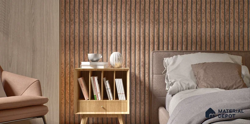 Brown Wooden Louver PN 00145 8 ft x 5 inch Charcoal Panel - 12 mm | Suitable for Feature Wall, TV Unit & Living Room | Width is Subjected to 5% Variation