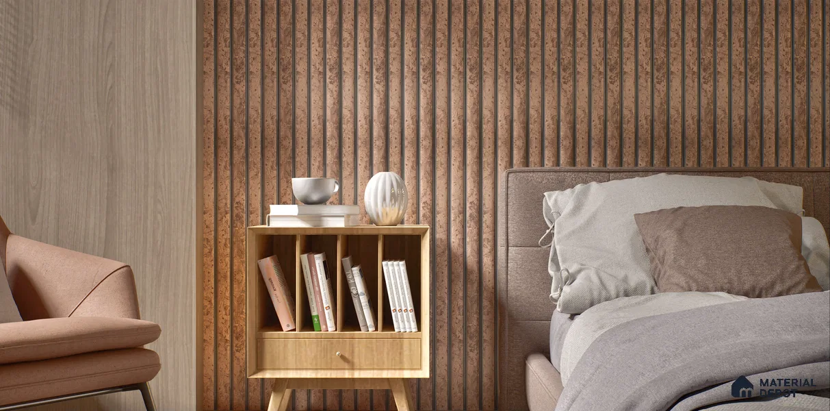 Brown Wooden Louver PN 00145 8 ft x 5 inch Charcoal Panel - 12 mm | Suitable for Feature Wall, TV Unit & Living Room | Width is Subjected to 5% Variation