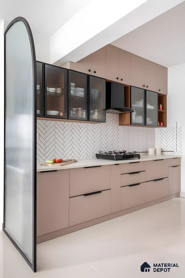 Beyond Basic: Kitchen Design Featuring Herringbone And Black-Framed Fluted Glass | Material Depot