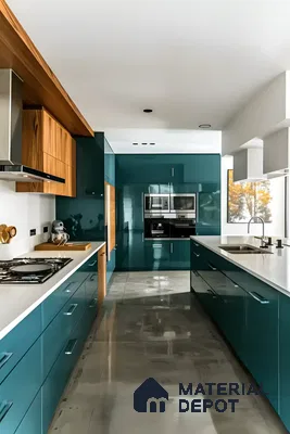 Blue And Wood Kitchen Design | Material Depot